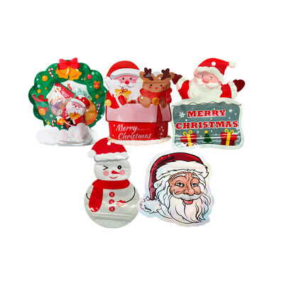 खरीदें क्रिसमस कैंडी पैकेजिंग के लिए कस्टम आकार आर्द्रता प्रूफ ग्रूव प्रिंटिंग स्टैंड अप पॉच ज़िपर बैग online manufacture