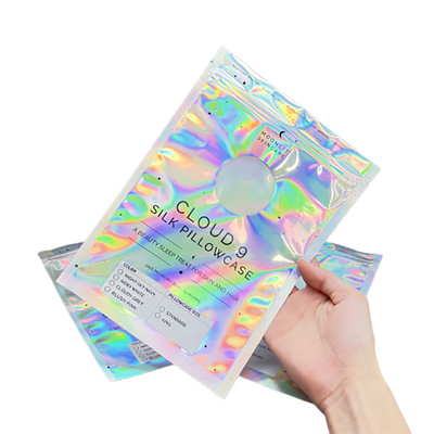 प्लास्टिक Mylar होलोग्राफिक बैग तीन पक्षीय सील बैग के साथ स्पष्ट खिड़की