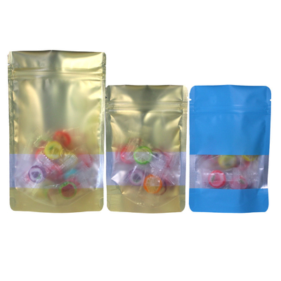 कस्टम ज़िपर फिर से बंद करने योग्य एल्यूमीनियम पन्नी Mylar बैग खिड़की के साथ प्लास्टिक पैकेजिंग बैग